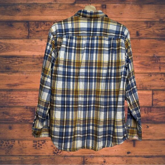 George Plaid Blue Button Front Long Sleeve Shirt Men's L (42-44) - Picture 2 of 6